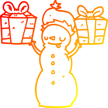 Bir insan tarafından çizilmiş bir kardan adamın sıcak çizgi çizimi