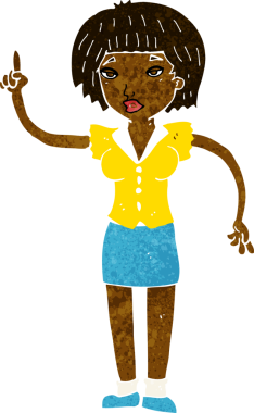 Bir insan tarafından çizilmiş bir fikri olan karikatür kadın.