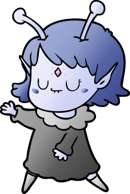 Bir insan tarafından çizilmiş uzaylı kız çizgi filmi.