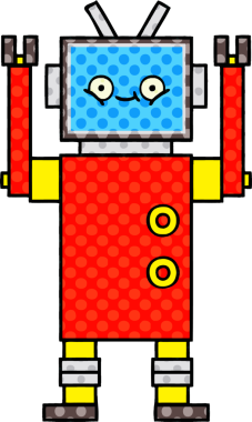 bir insan tarafından çizilmiş bir robotun çizgi roman tarzı