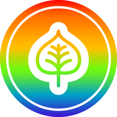 Gökkuşağı gradyan bir insan tarafından çizilmiş doğal yaprak dairesel simgesi