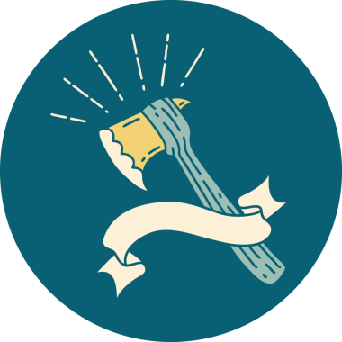 Bir insan tarafından çizilmiş dövme stili balta ikonu