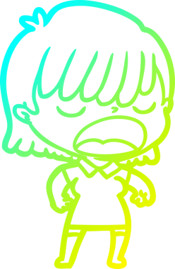 Bir insan tarafından yüksek sesle çizilmiş bir karikatür kadın çizimi.