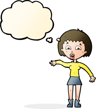 Bir insan tarafından çizilmiş düşünce balonlu bir karikatür.