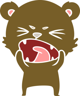 kızgın düz renkli çizgi film ayısı bir insan tarafından çizilmiş.