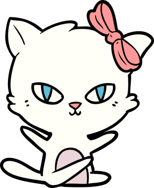 Bir insan tarafından çizilmiş sevimli çizgi film kedisi.