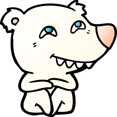 Karikatür kutup ayısı bir insan tarafından çizilmiş dişleri gösteriyor