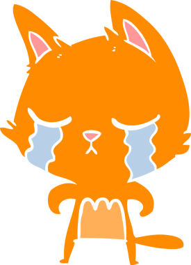 Bir insan tarafından çizilmiş düz renkli çizgi film kedisi.