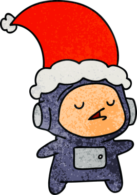 Bir insan tarafından çizilmiş Kawaii astronotunun el çizimi karikatürü.