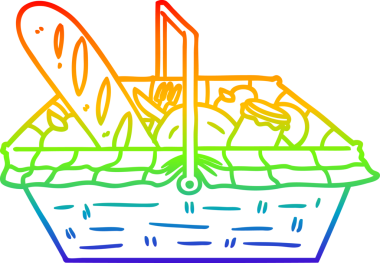 gökkuşağı gradyan çizgi çizimi bir insan tarafından çizilmiş piknik sepeti