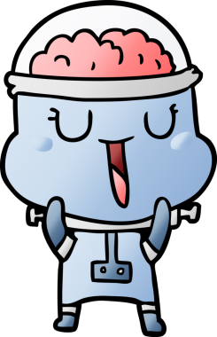 Bir insan tarafından çizilmiş mutlu çizgi film robotu