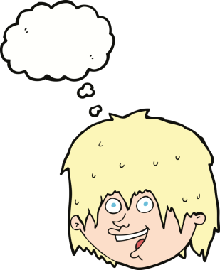 Bir insan tarafından çizilmiş düşünce balonlu mutlu adam çizgi filmi.