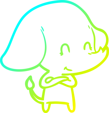 Bir insan tarafından çizilmiş şirin bir filin soğuk gradyan çizgisi