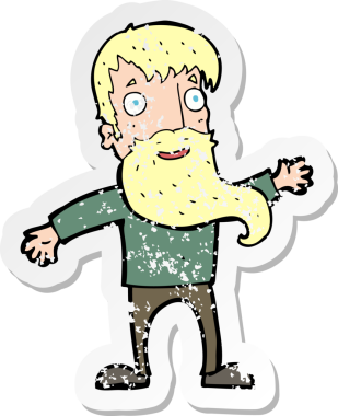 Bir insan tarafından çizilmiş sakallı bir karikatürist çıkartması.