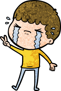 Bir insan tarafından çizilmiş ağlayan çizgi film adamı.