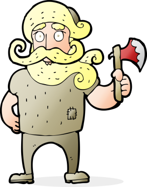 Bir insan tarafından çizilmiş baltalı bir oduncu.