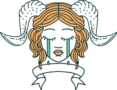 Retro Dövme Biçimi ağlama Bir insan tarafından çizilmiş parşömen pankartı ile kiremitlendirme