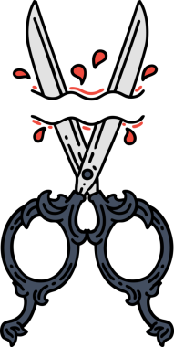 Bir insan tarafından çizilmiş geleneksel bir makas dövmesi.