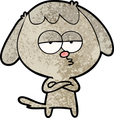 Bir insan tarafından çizilmiş, sıkılmış bir köpek.