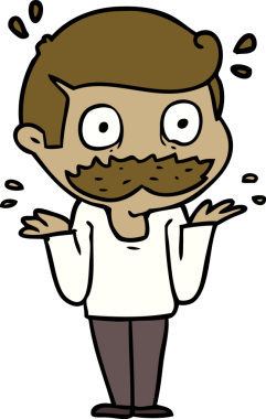 Çizgi filmdeki bıyıklı adam bir insan tarafından çizilmiş.