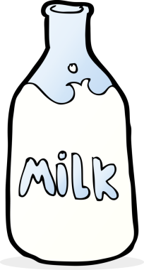 Bir insan tarafından çizilmiş bir şişe süt.