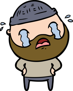 Çizgi film sakallı adam bir insan tarafından çizilmiş ağlıyor.