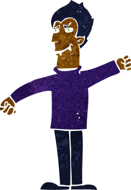 Bir insan tarafından çizilmiş vampir adam çizgi filmi.