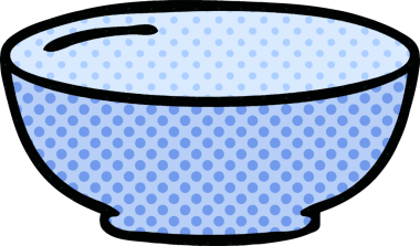 Bir insan tarafından çizilmiş tuhaf bir çizgi film kasesi.