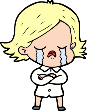 Bir insan tarafından çizilmiş ağlayan çizgi film kızı.