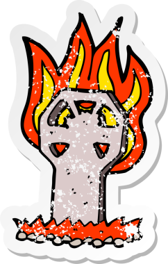 Bir insan tarafından çizilmiş ürkütücü bir karikatürün gerilimli çıkartması.