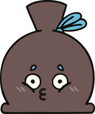 Bir insan tarafından çizilmiş şirin bir çuval karikatürü