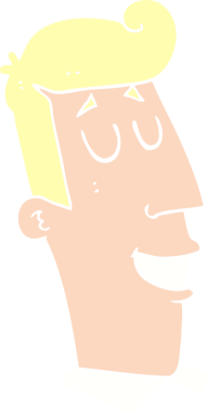 Bir insan tarafından çizilmiş sırıtan bir adamın düz renk çizimi