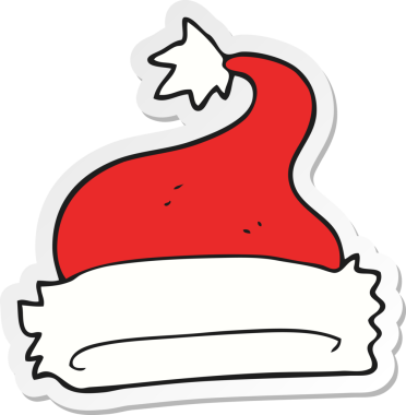 Bir insan tarafından çizilmiş bir karikatür Noel şapkasının çıkartması.