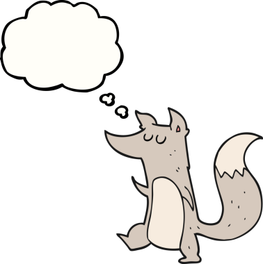 Serbest çizim düşünce balonu çizgi filmi küçük kurt bir insan tarafından çizilmiş.