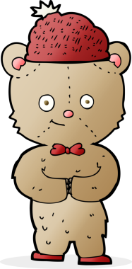 Bir insan tarafından çizilmiş şapkalı çizgi film ayısı.