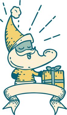 Bir insan tarafından çizilmiş dövme stili Noel Baba karakterli parşömen.