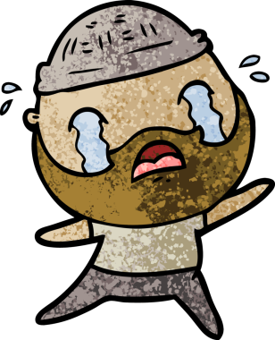 Çizgi film sakallı adam bir insan tarafından çizilmiş ağlıyor.