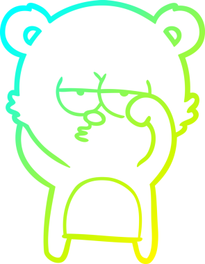 Sıkılmış bir ayı karikatürünün insan tarafından çizilmiş soğuk gradyan çizgisi