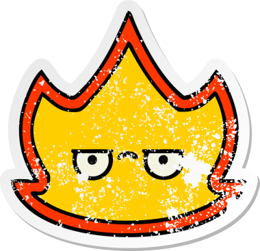 Bir insan tarafından çizilmiş şirin bir çizgi film yangınının sıkıntılı çıkartması.