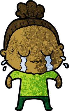 Bir insan tarafından çizilmiş ağlayan yaşlı kadın çizgi filmi.