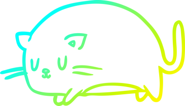 Bir insan tarafından çizilmiş sevimli şişman bir kedinin soğuk gradyan çizgisi