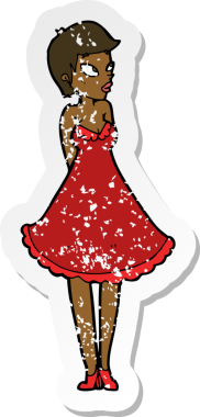 Bir insan tarafından çizilmiş, karikatür desenli, güzel bir kadın etiketi.