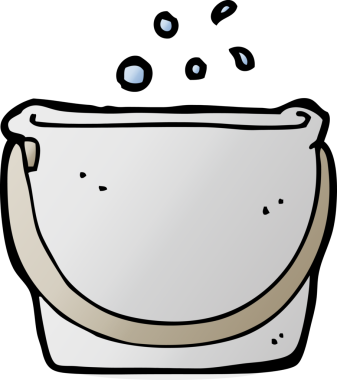 Bir insan tarafından çizilmiş çizgi film kovası.