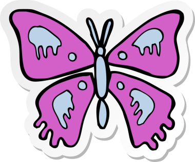 Bir insan tarafından çizilmiş kelebeğin çıkartması.