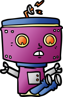 Bir insan tarafından çizilmiş çizgi film robotu