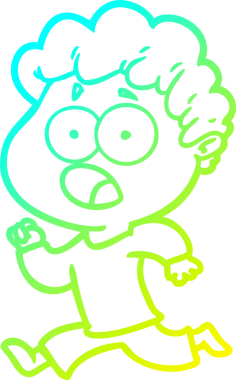 Bir insan tarafından çekilen şaşkınlık içinde soluk soluğa bir çizgi film karakteri çizimi.