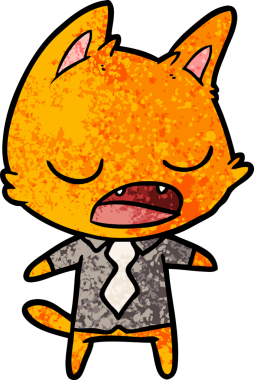 Bir insan tarafından çizilmiş konuşan kedi patronu.