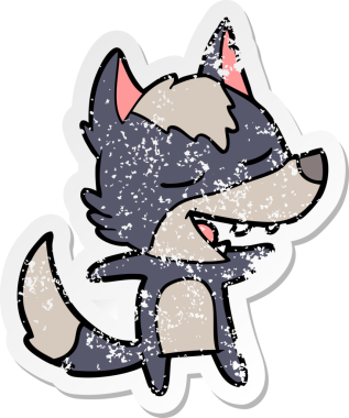 Bir insan tarafından çizilmiş bir karikatür kurdunun sıkıntılı çıkartması.