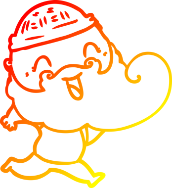 Bir insan tarafından çizilmiş mutlu sakallı bir adamın sıcak çizgisi.