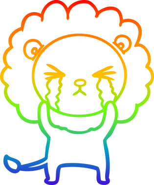 Bir insan tarafından çizilmiş ağlayan bir aslanın çizgi çizimi.